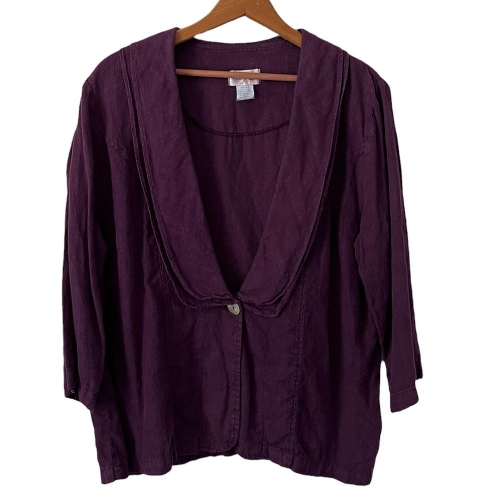 Mosaic USA 100% Linen Deep Purple Jacket Size Medium
